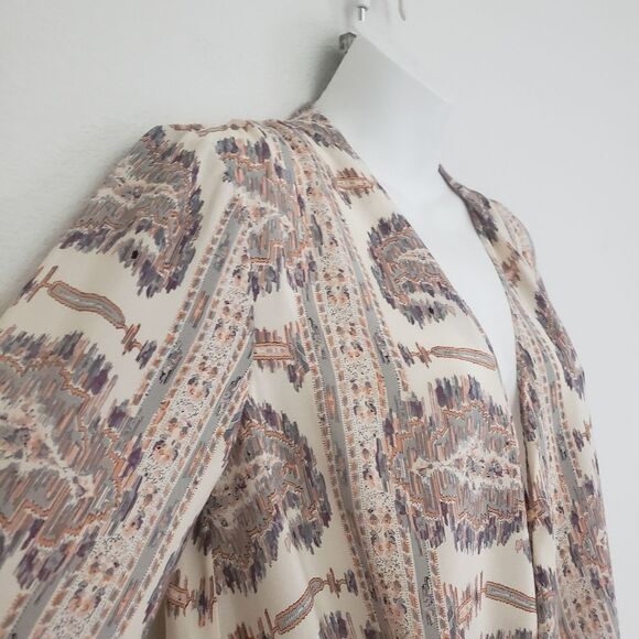 Calypso St. Barth Silk Top Surplice Paisley Print Cream Small Boho Flowy - Picture 4 of 9